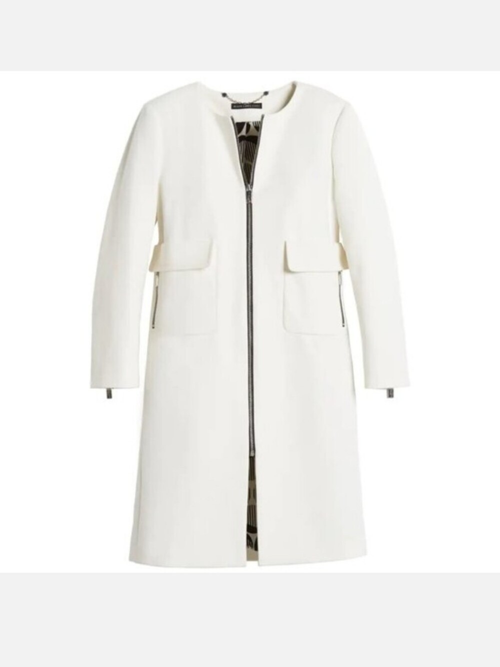 Chico's black label Patch Pocket Zipper Coat Jacket White Size 1 Medium NWT
